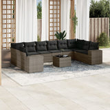 vidaXL 10-piece Lounge Set with Cushions Poly Rattan Black