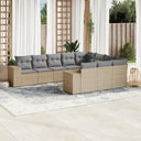 vidaXL 10-delige Loungeset met kussens poly rattan zwart