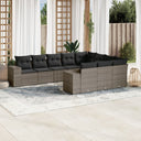 vidaXL 10-delige Loungeset met kussens poly rattan zwart