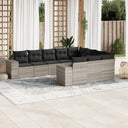 vidaXL 10-delige Loungeset met kussens poly rattan zwart