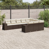 vidaXL 10-delige Loungeset met kussens poly rattan zwart