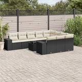 vidaXL 10-delige Loungeset met kussens poly rattan zwart