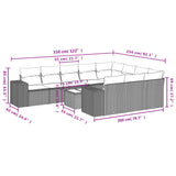 vidaXL 10-delige Loungeset met kussens poly rattan zwart