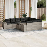 vidaXL 10-delige Loungeset met kussens poly rattan zwart
