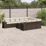 vidaXL 10-delige Loungeset met kussens poly rattan zwart
