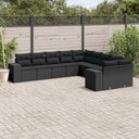 vidaXL 10-Piece PE Rattan Lounge Set with Cushions Black