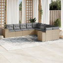 vidaXL 10-Piece PE Rattan Lounge Set with Cushions Black
