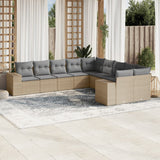 vidaXL 10-Piece PE Rattan Lounge Set with Cushions Black