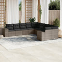 vidaXL 10-Piece PE Rattan Lounge Set with Cushions Black