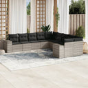 vidaXL 10-Piece PE Rattan Lounge Set with Cushions Black