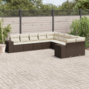 vidaXL 10-Piece PE Rattan Lounge Set with Cushions Black