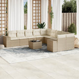 vidaXL 10-Piece PE Rattan Lounge Set with Cushions Black