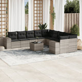 vidaXL 10-Piece PE Rattan Lounge Set with Cushions Black