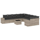 vidaXL 10-Piece PE Rattan Lounge Set with Cushions Black