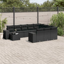 vidaXL 11-Piece Garden Lounge Set with Cushions Poly Rattan Black