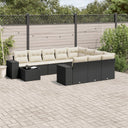vidaXL 11-Piece Garden Lounge Set with Cushions Poly Rattan Black