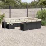 vidaXL 11-Piece Garden Lounge Set with Cushions Poly Rattan Black