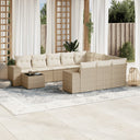 vidaXL 11-Piece Garden Lounge Set with Cushions Poly Rattan Black