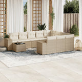 vidaXL 11-Piece Garden Lounge Set with Cushions Poly Rattan Black