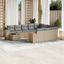 vidaXL 11-Piece Garden Lounge Set with Cushions Poly Rattan Black