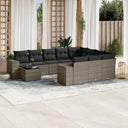 vidaXL 11-Piece Garden Lounge Set with Cushions Poly Rattan Black