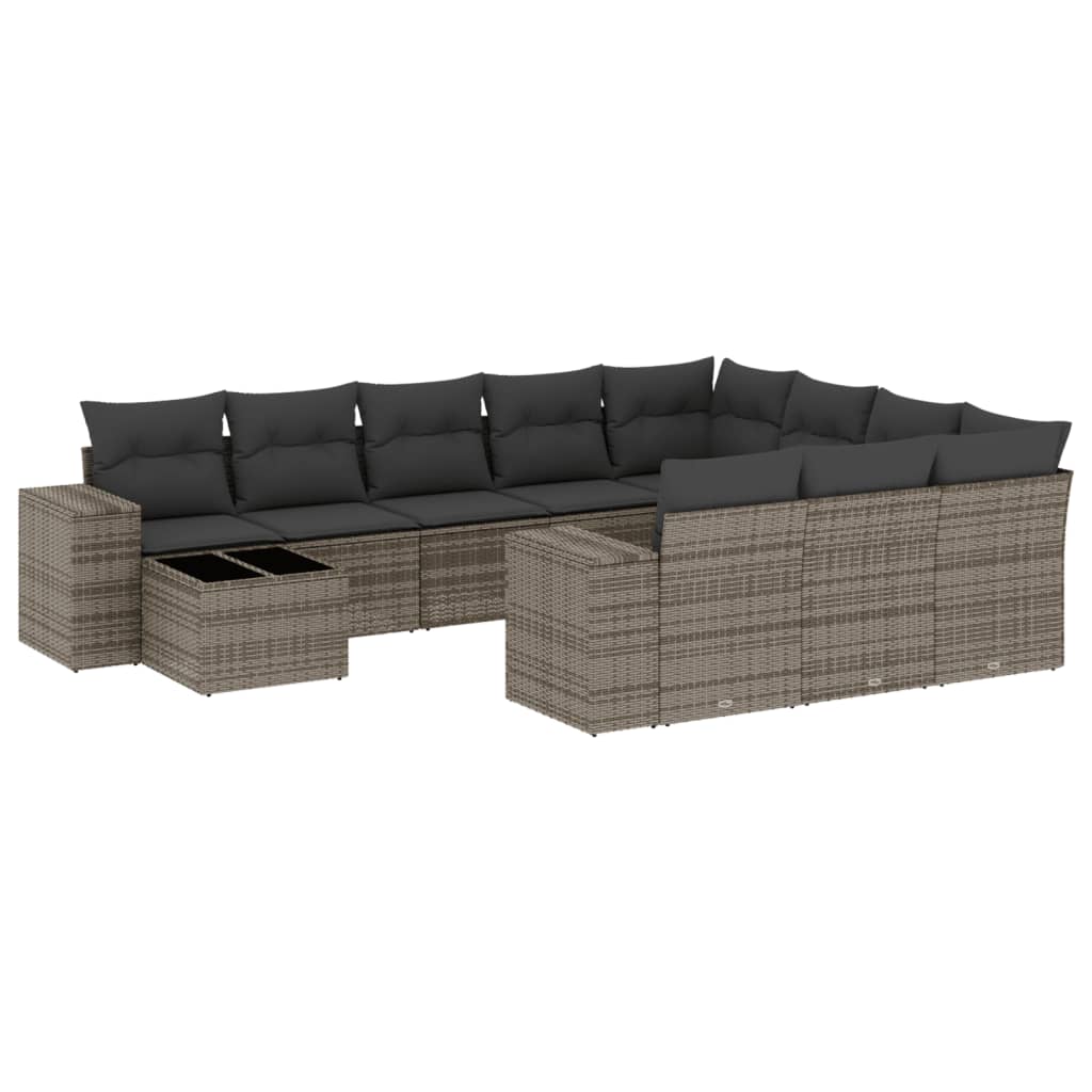 vidaXL 11-Piece Garden Lounge Set with Cushions Poly Rattan Black