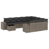 vidaXL 11-Piece Garden Lounge Set with Cushions Poly Rattan Black