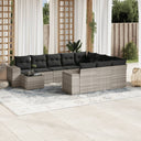 vidaXL 11-Piece Garden Lounge Set with Cushions Poly Rattan Black