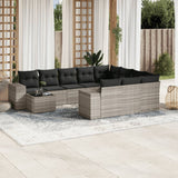 vidaXL 11-Piece Garden Lounge Set with Cushions Poly Rattan Black