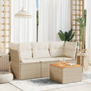 vidaXL 4-delige Loungeset met kussens poly rattan zwart