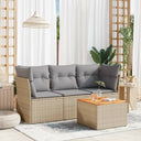 vidaXL 4-delige Loungeset met kussens poly rattan zwart