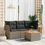 vidaXL 4-delige Loungeset met kussens poly rattan zwart