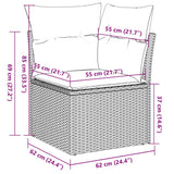 vidaXL 4-delige Loungeset met kussens poly rattan zwart
