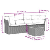 vidaXL 5-delige Loungeset met kussens poly rattan zwart