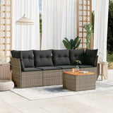 vidaXL 5-delige Loungeset met kussens poly rattan zwart