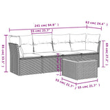 vidaXL 5-delige Loungeset met kussens poly rattan zwart