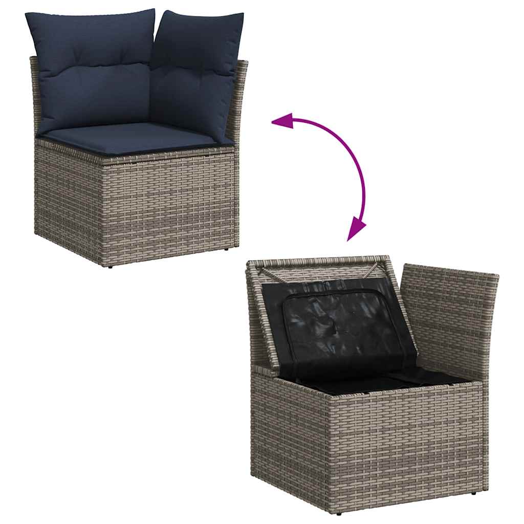 vidaXL 5-delige Loungeset met kussens poly rattan zwart
