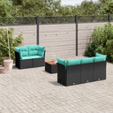 vidaXL 6-delige Loungeset met kussens poly rattan zwart