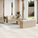 vidaXL 6-delige Loungeset met kussens poly rattan zwart