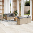 vidaXL 6-delige Loungeset met kussens poly rattan zwart