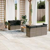 vidaXL 6-delige Loungeset met kussens poly rattan zwart