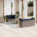 vidaXL 6-delige Loungeset met kussens poly rattan zwart