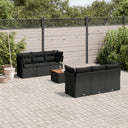 vidaXL 7-Piece Lounge Set with Cushions Poly Rattan Black