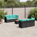 vidaXL 7-delige Loungeset met kussens poly rattan zwart