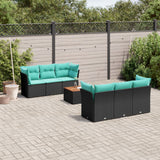 vidaXL 7-delige Loungeset met kussens poly rattan zwart