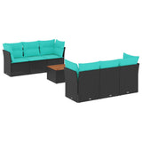 vidaXL 7-delige Loungeset met kussens poly rattan zwart