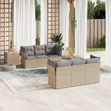 vidaXL 7-Piece Lounge Set with Cushions Poly Rattan Black