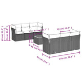 vidaXL 7-Piece Lounge Set with Cushions Poly Rattan Black