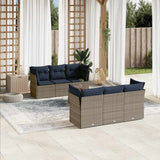 vidaXL 7-delige Loungeset met kussens poly rattan zwart