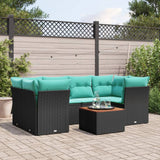 vidaXL 7-delige Loungeset met kussens poly rattan zwart
